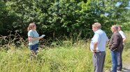Eien Projektleiterin erklärt Maßnahmen im Wald.