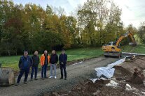 Bau einer Starkregenmaßnahme. Die Akteure im Gruppenbild.