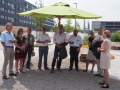 Empfang des Amtschefs des Bayerischen Staatsministeriums für Ernährung, Landwirtschaft und Forsten Hubert Bittelmayer auf der Landesgartenschau in Würzburg. Gruppenbild von links: Georg Bätz, Babette Menz (beide Landesanstalt für Wein- und Gartenbau), Ludwig Angerer (Amt für Ernährung, Landwirtschaft und Forsten Würzburg), Gerhard Zäh (Präsident des Verbandes Garten-, Landschafts- und Sportplatzbau Bayern e. V.), Dietmar Lindner (Regionalvorsitzender Unterfranken des Verbandes Garten-, Landschafts- und Sportplatzbau Bayern e. V.), Ulrich Schäfer (Ehrenpräsident des Verbandes Garten-, Landschafts- und Sportplatzbau Bayern e. V.), Claudia Knoll (Geschäftsführerin der Landesgartenschau), Hubert Bittlmayer, Dorit Bollmann (Amt für Ländliche Entwicklung Unterfranken)