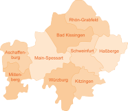 Thematische Karte Landkreise in Unterfranken